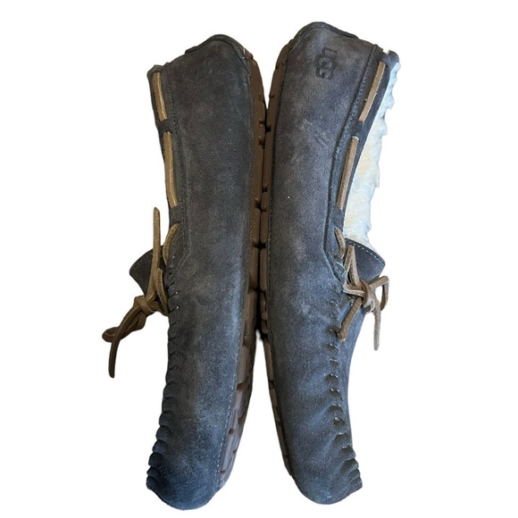 Ugg Dakota women’s gray pewter leather shearling lined slipper - Picture 4 of 9